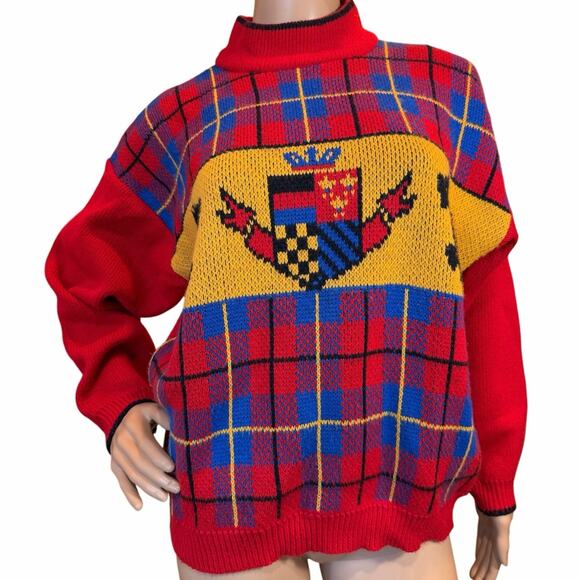 VTG Gitano Knit Plaid Scottie Dog Pullover Sweater Grandma Core SZ Small Medium - Picture 8 of 15